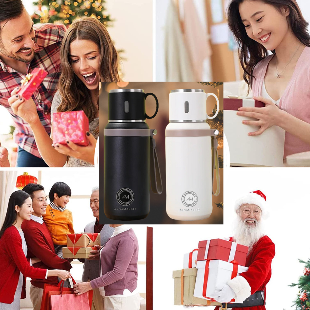 Stainless Steel Insulated Travel Thermos with Portable Cup Lid