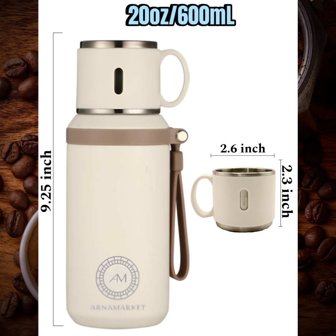 Stainless Steel Insulated Travel Thermos with Portable Cup Lid