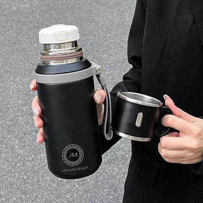 Stainless Steel Insulated Travel Thermos with Portable Cup Lid