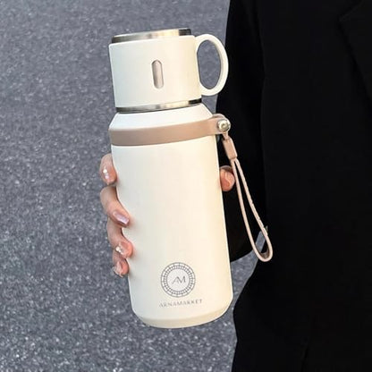 Stainless Steel Insulated Travel Thermos with Portable Cup Lid